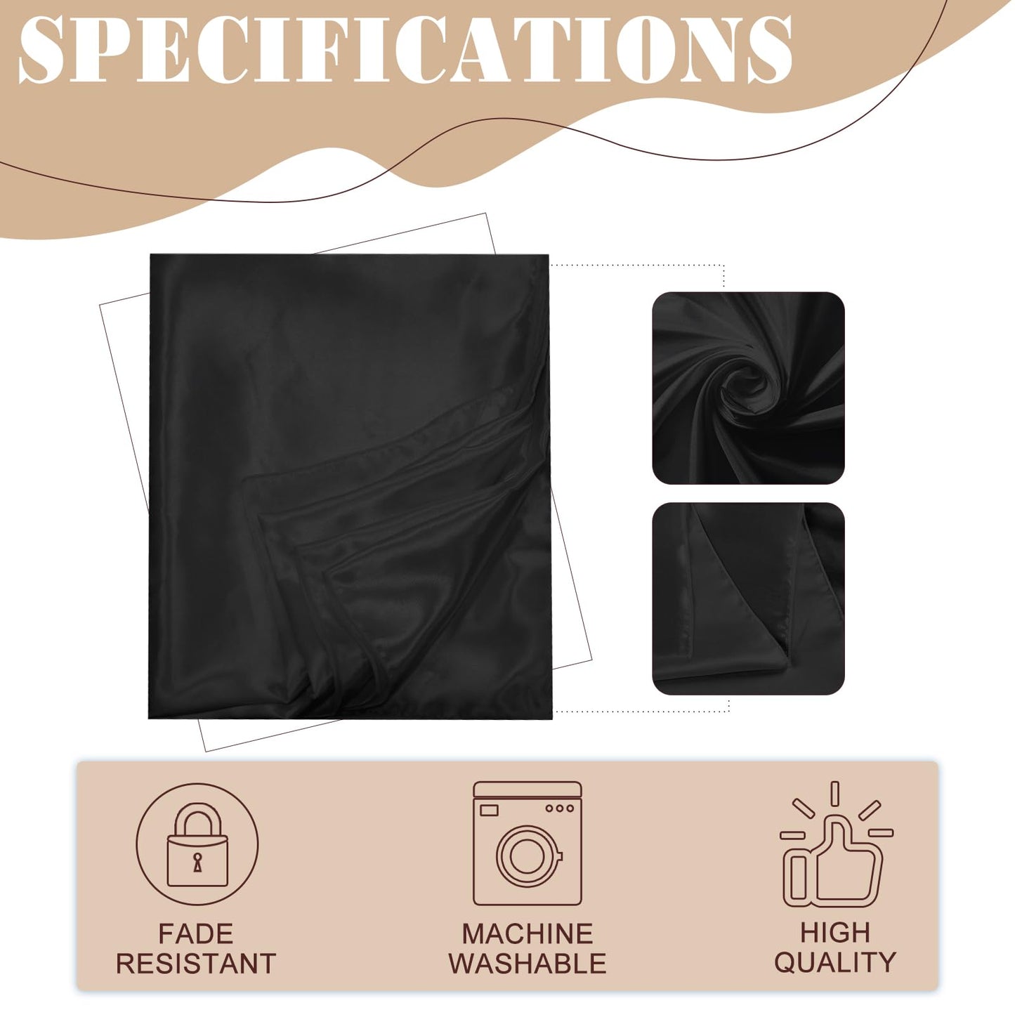 Fayavoo 8 Pack Black Table Cloth 58 x 102 Inch Rectangle Table Cover Stain and Wrinkle Resistant Washable Polyester Table Cloth for Decorative Table Cover for Dining Table, Buffet Parties and Camping