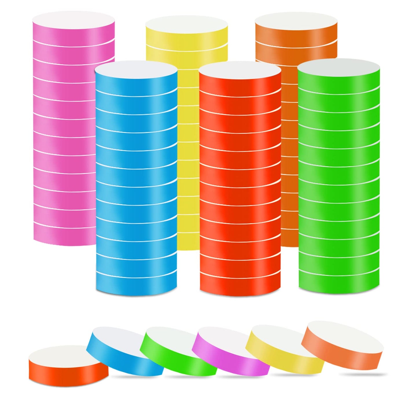 1200pcs Neon Wristbands, Adhesive Waterproof Paper Bracelets Wristbands, Colorful Paper Party Bracelets for Events Concerts Amusement Waterparks Bars