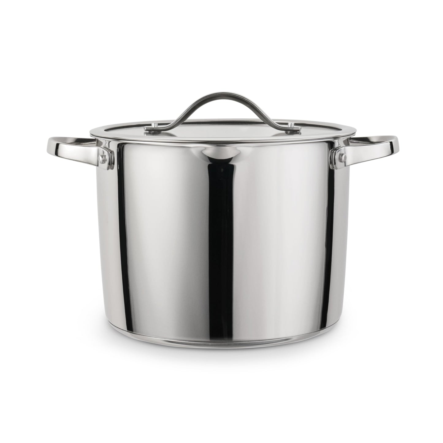 Tramontina Tempo Tri-Ply Base Stainless Steel 8-Quart Stock Pot with Glass Lid, Induction-Ready Pasta Pot, Oven-Safe, Dishwasher-Safe
