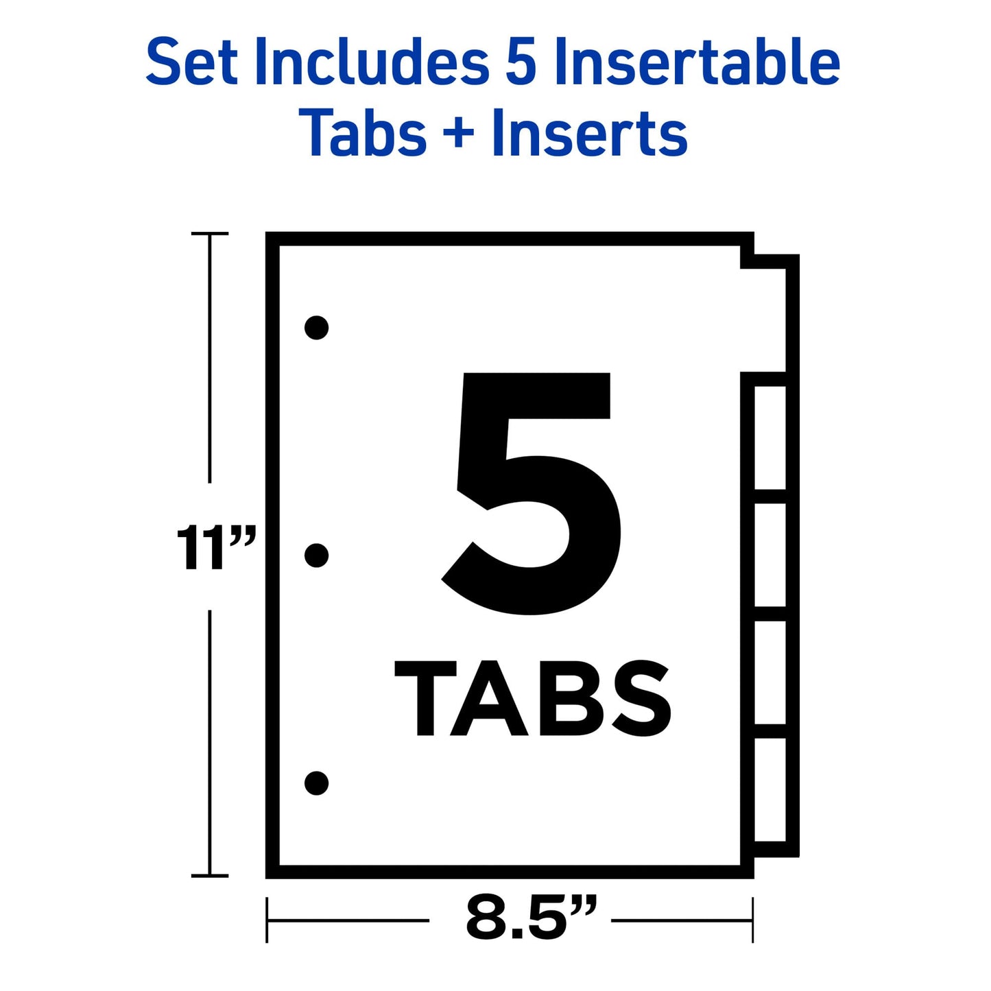 Avery Insertable Dividers for 3 Ring Binder, 5-Tab Sets, Clear Big Tabs, Buff Paper with Gold-Reinforced Holes, 48 Sets Total, Great for Organizing Reports, Projects, and More (48 Packs of 11110)
