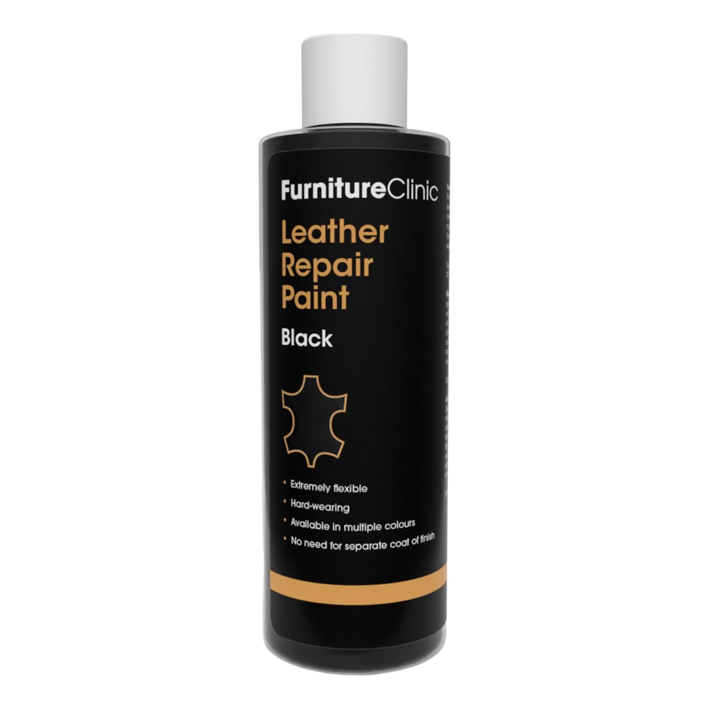 Furniture Clinic Leather Repair Paint | 2-in-1 Seal and Color | Use on Scratches, Tears, and Holes in Car Seats, Furniture | Quick and Easy Leather Repair Kit for Furniture (Black, 250ml/8.5oz)