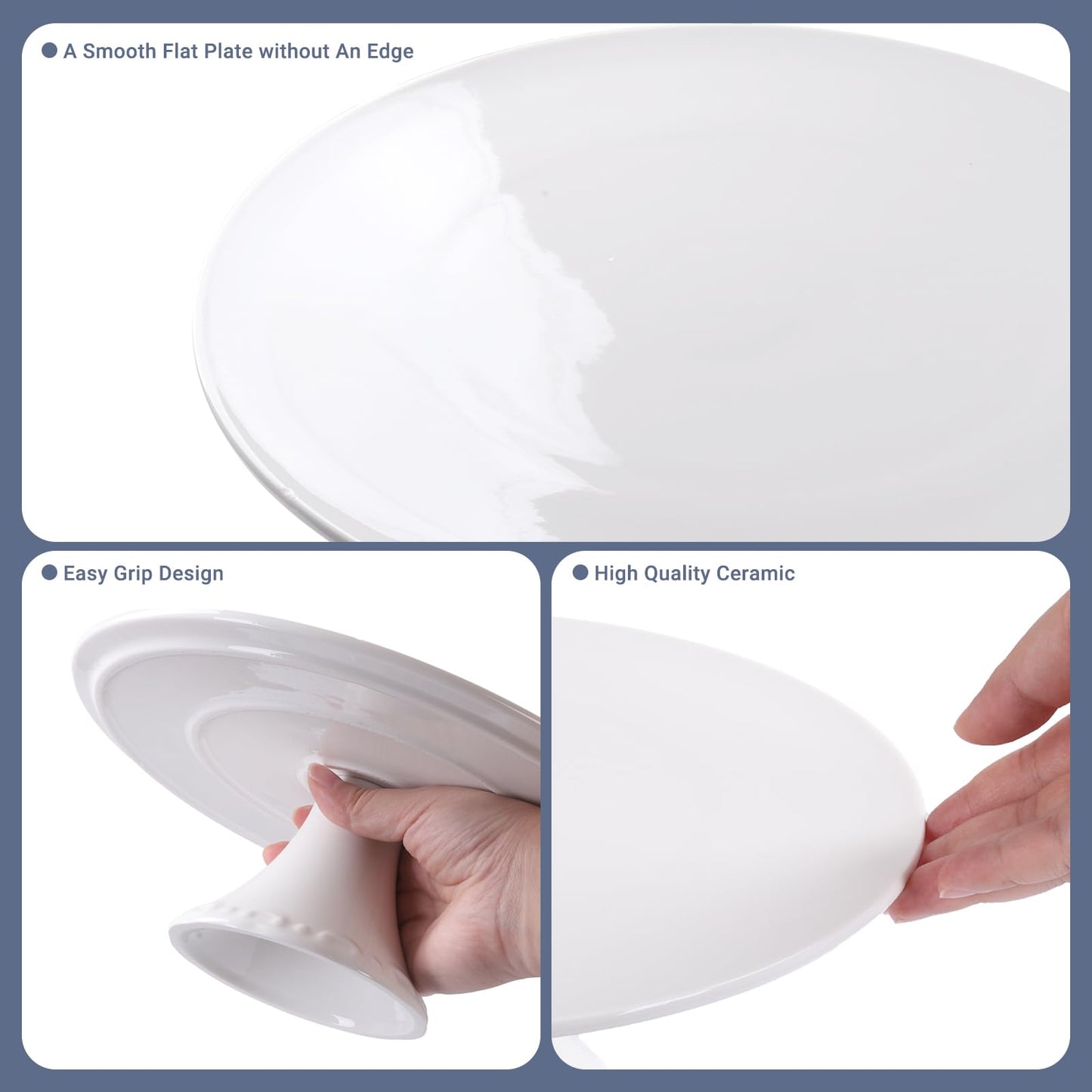 BPFY Ceramic White Cake Stand for Snacks and Cookies (Holds 10-Inch Cake), Round Cake Plate Stand for Wedding, Baby Shower, Birthday Party Decor