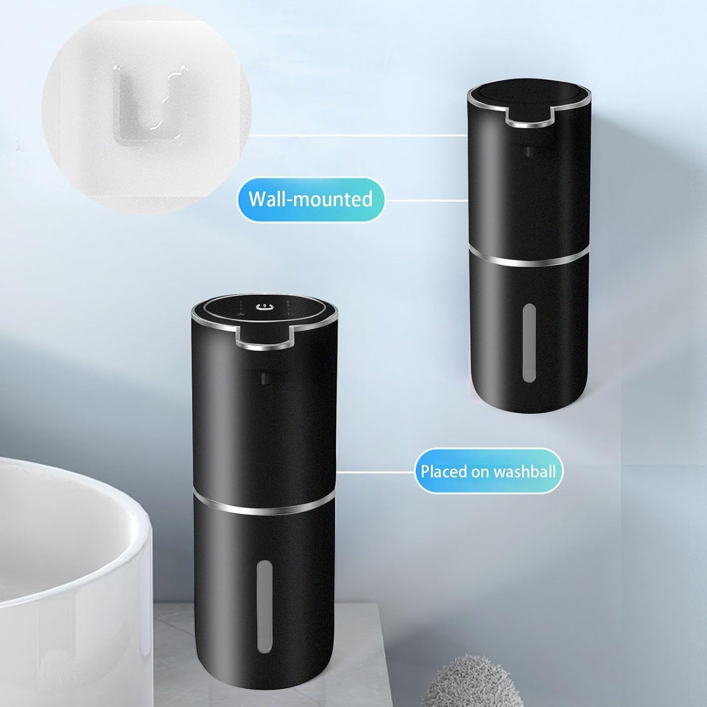 2Pack Automatic Soap Dispenser Touchless, Foaming Soap Dispenser 6 Adjustable Level Hands Free USB Rechargeable Dispenser Electric Wall Mounted Dish Dispenser Kitchen Bathroom