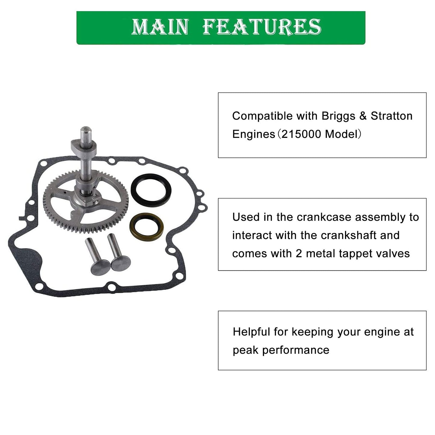 793880 Camshaft Kit Replacement Compatible with Briggs and Stratton 84005207 Replaces 793583 792681 791942 795102 with 697110 Gasket 795387 Oil Seal