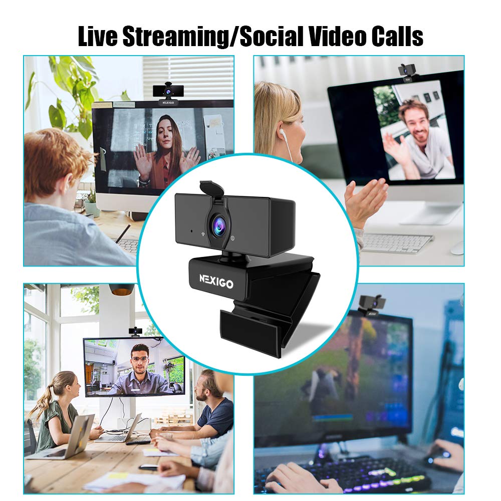 NexiGo 1080P Business Webcam with Software, Dual Microphone & Privacy Cover, NexiGo N660 USB FHD Web Computer Camera, Plug and Play, for Zoom/Skype/Teams/Webex, Laptop MAC PC Desktop