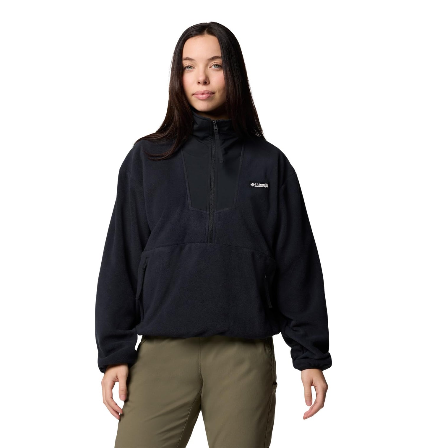 Columbia Women's Sequoia Grove 1/2 Zip Fleece, Black, Large