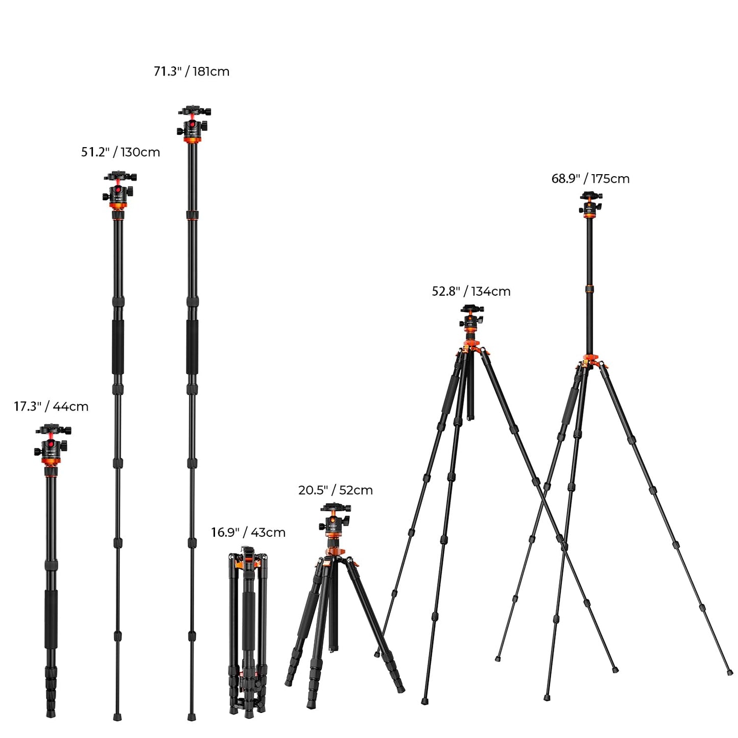 Camera Tripod, K&F Concept 68" Aluminum Tripod Monpod with 360 Degree Ball Head, 1/4" Quick Release Plate and Carrying Case for DSLR Canon Nikon Sony -Load Capacity 22lbs/10kg K255A4+BH-28L