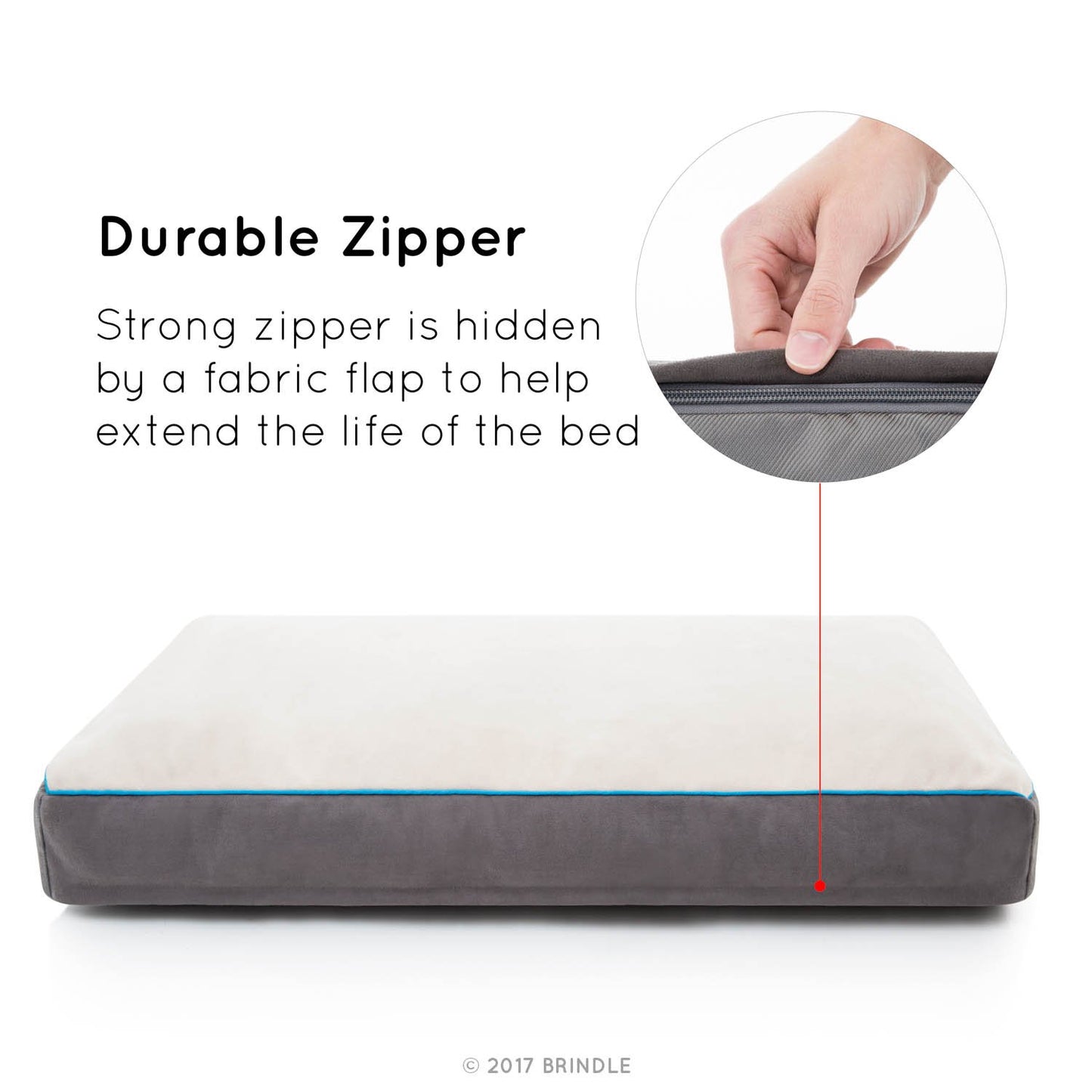 BRINDLE Soft Shredded Memory Foam Dog Bed with Removable Washable Cover, stone, 17in x 11in