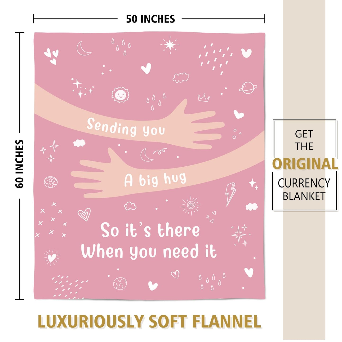 Afterprints Get Well Soon Gifts for Women, Hug/Healing Blanket, Thinking of You/Breast Cancer/Sympathy/After Surgery Gifts for Friends, Sister, Coworkers, Soft Throw Blankets 50'' x 60''