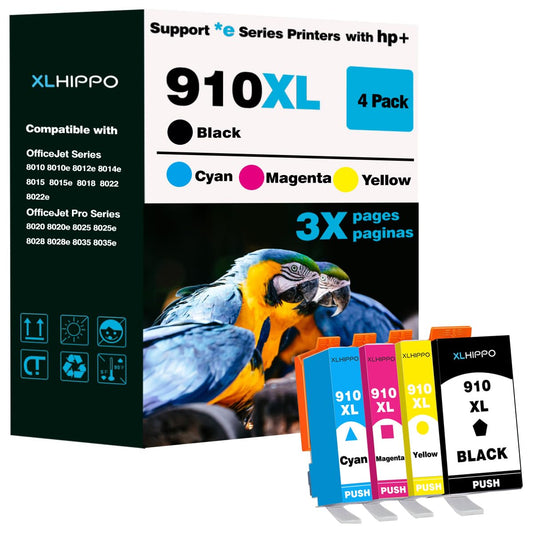 910XL Ink Cartridges for HP Printers 8015e 8025e 8010 8020 Series Replacement for HP Ink 910 XL Work with Office Jet 8022e OfficeJet Pro 8028e 8035e 8010e 8025 8035 8028 (Black and Color 4 Pack)