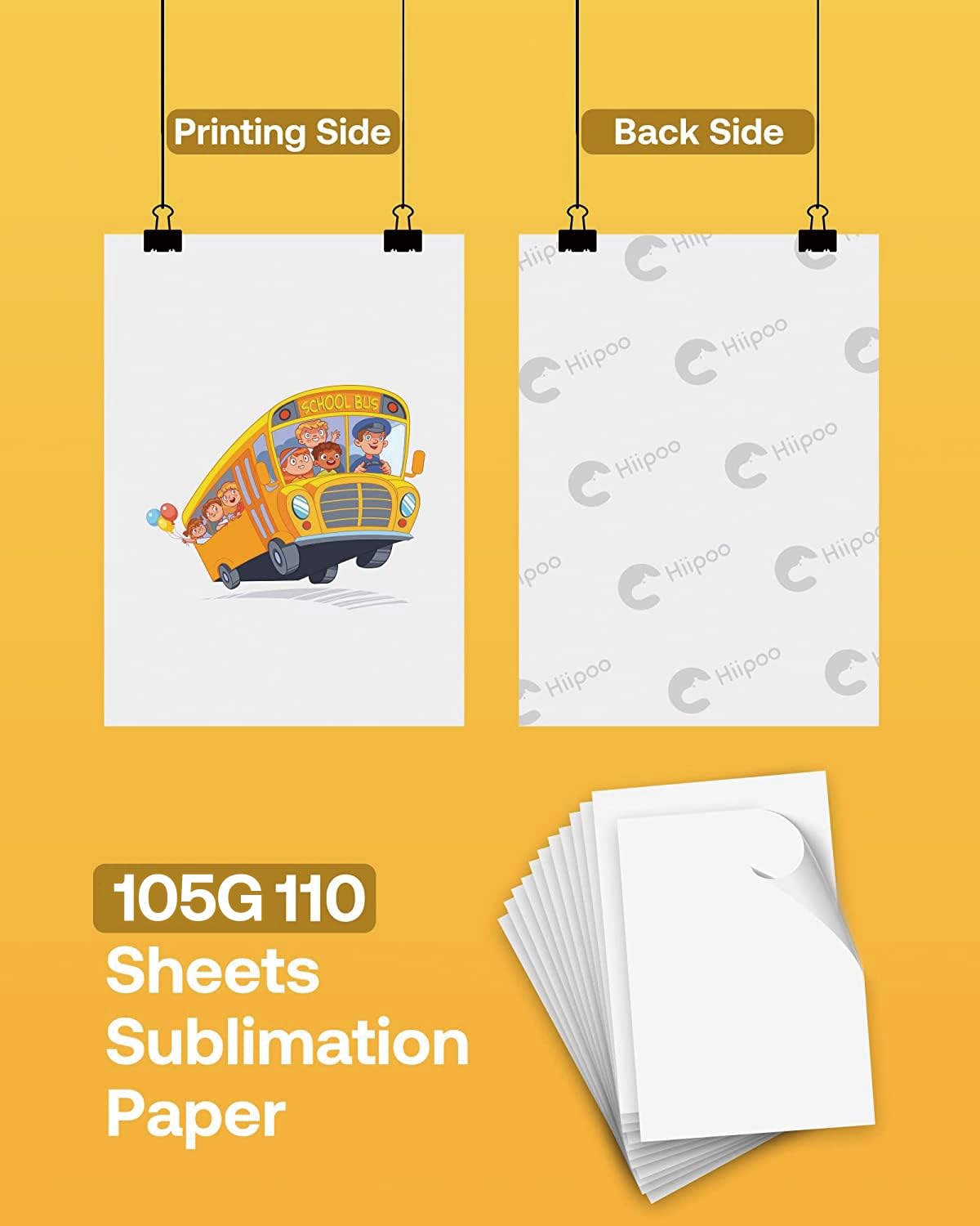 Hiipoo Sublimation Paper 13x19 Inch, Work with Sublimation Ink and E Sawgrass Inkjet Printers for Mugs T-Shirts Light Fabric and Other Sublimation Blanks (110 Sheets, 120G)
