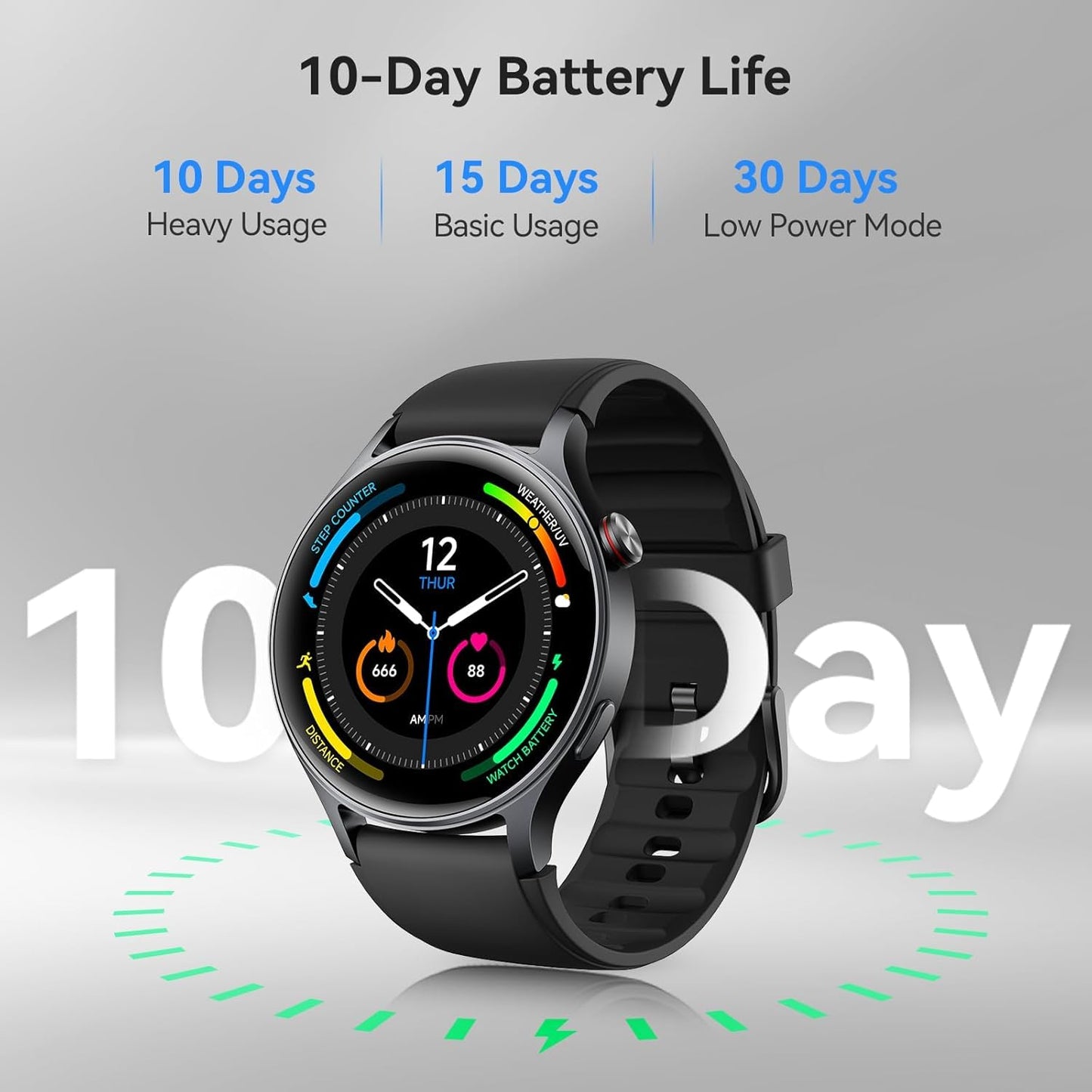 aeac Smart Watch for Men Women, AMOLED Ultra-Clear Screen Activity Trackers with Heart Rate/Sleep/SpO2 Monitor, Waterproof Fitness Smartwatch for iPhone/Samsung/Android（Black）