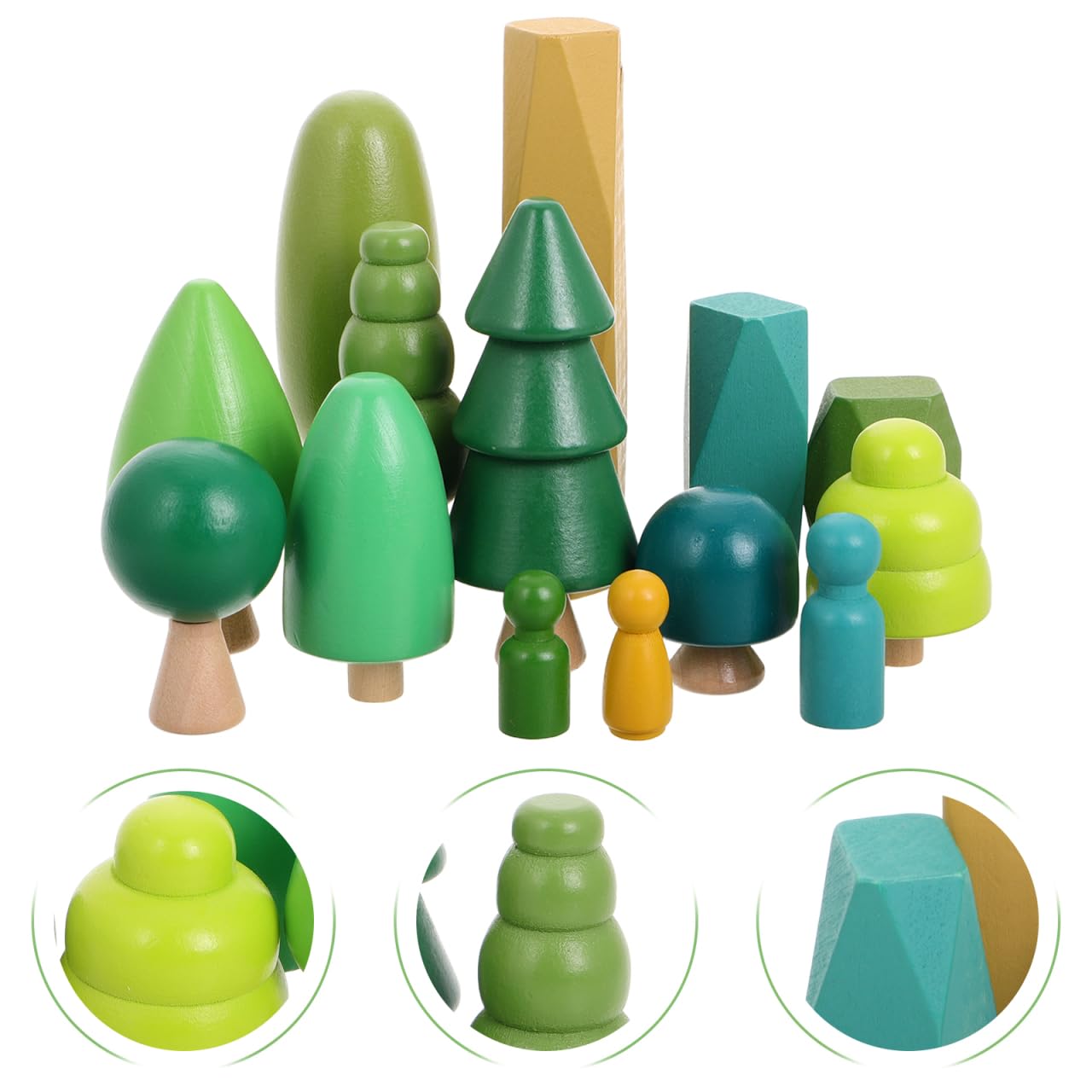 Totority Wooden Tree Figures Set Mini Suit Wooden Montessori Tree Decorations Small for 14+