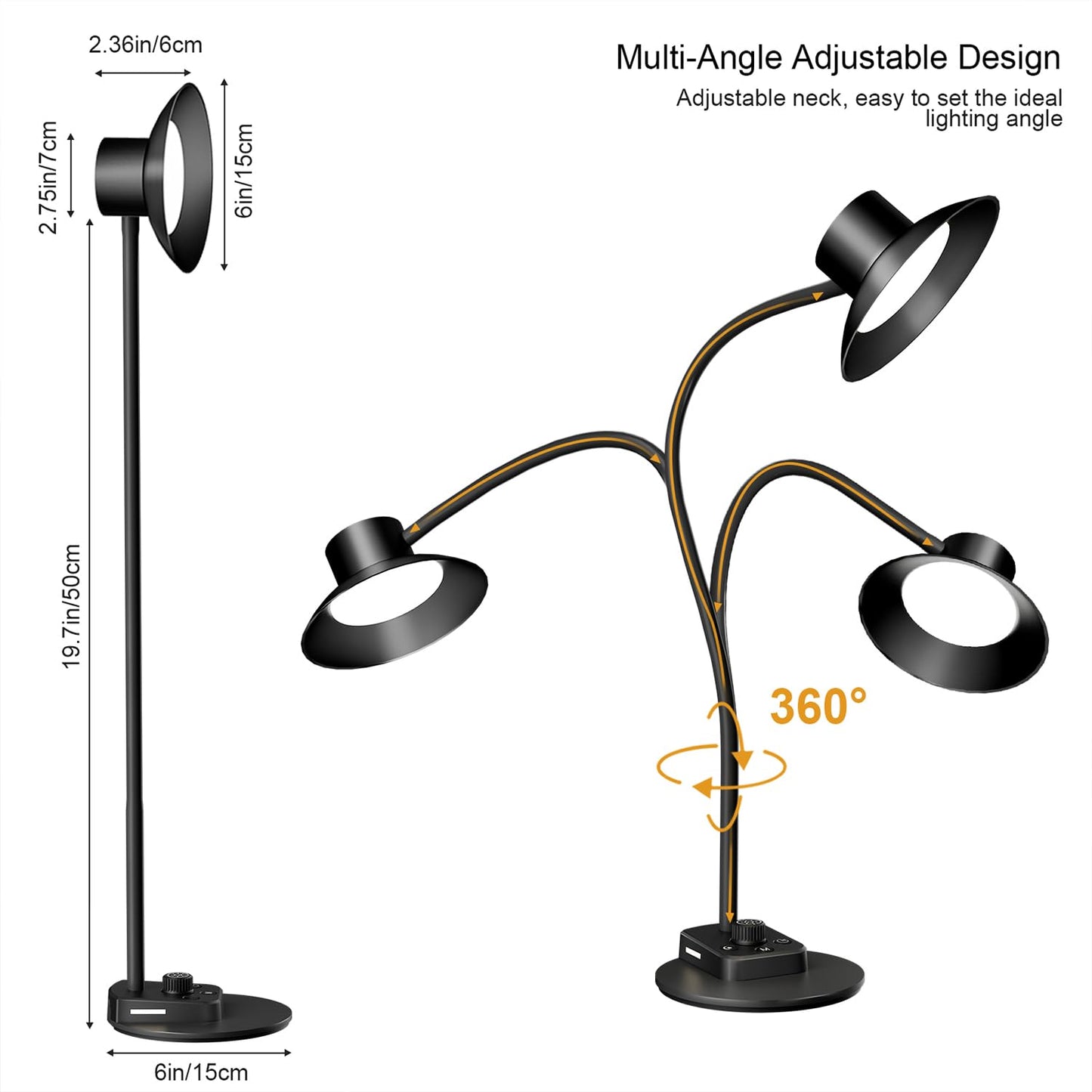 Desk Lamp,Eye-Caring Dimmable Bedside lamp with Dual USB Charging Port, 5 Light Modes & Stepless Dimming, 1400LM Desk Light with Flexible Neck for Home, Office, Bedroom, Reading, Work, Study,12V 2A