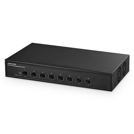 Binardat 8 Port 10 Gigabit Fiber Switch, 8x10G SFP+ Slot, Support 1G/10G, 160Gbps Bandwidth, Unmanaged Metal Desktop|Rackmount Network Switch