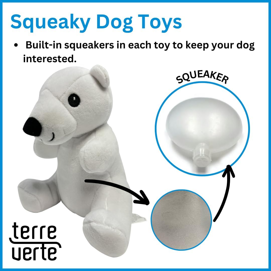 Terre Verte Arctic Friends Dog Plush Toys, Soft, Washable & Durable, Interactive Squeaky Toys, Perfect for Small, Medium, & Large Breeds, Ensuring Endless Entertainment, 3 Pack Cute Dog Plushies