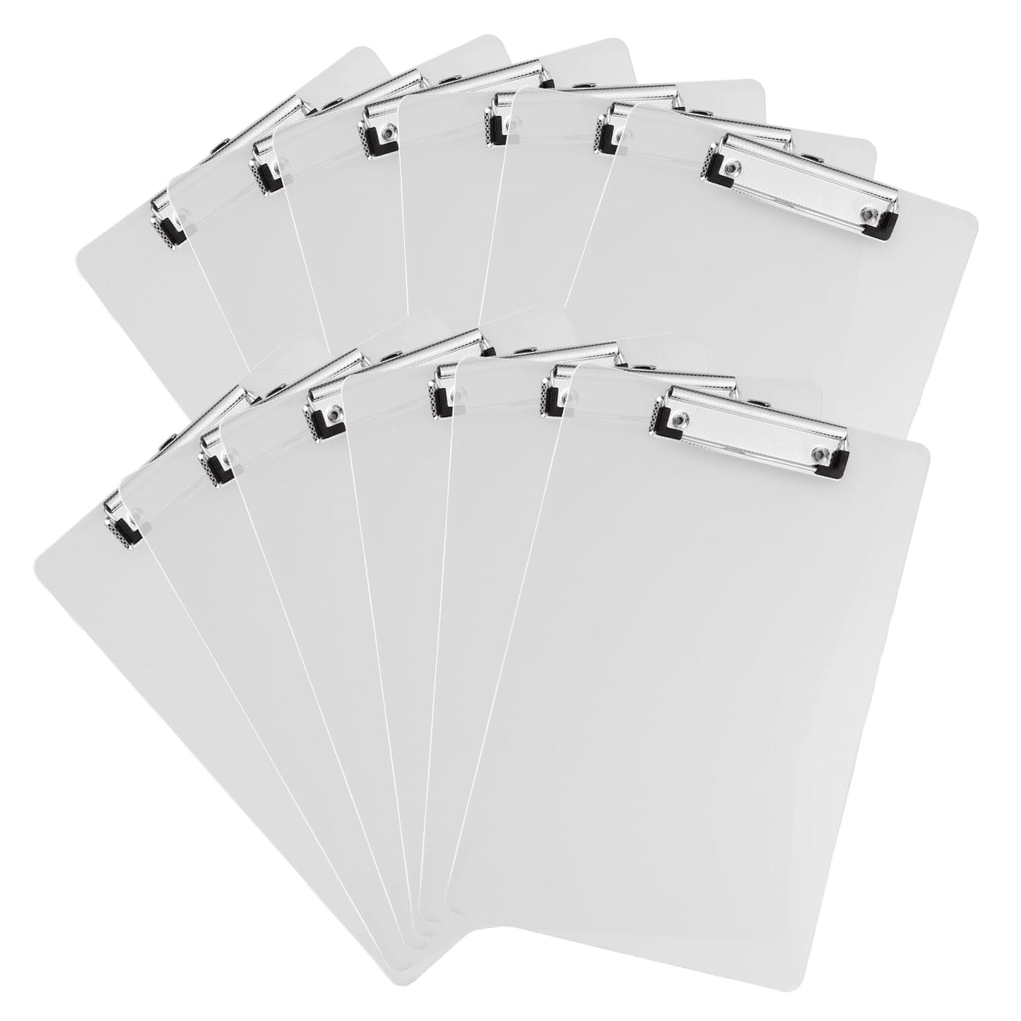EATHEATY 12 Pack Plastic Clipboards 12.6 x 9 inch Transparent Hardboard Office Whiteboard Clipboard with Low Profile Metal Clip, Memo Clipboards for Classroom Office School Supplies