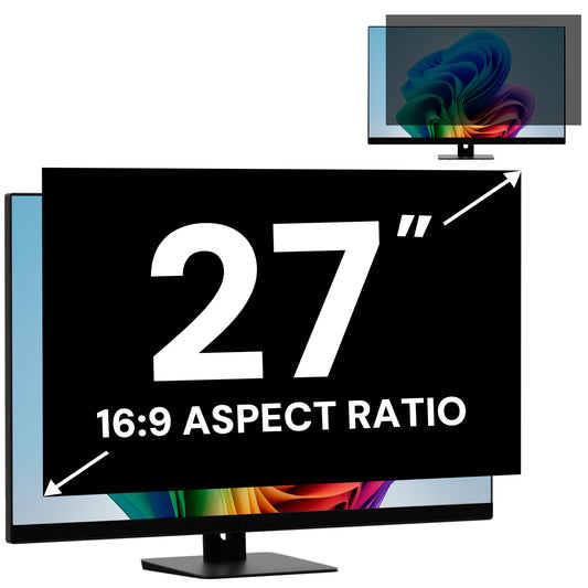 27 Inch Computer Monitor Privacy Screen Filter for 16:9 Aspect Ratio Monitor, Removable Computer Screen Privacy Shield and 27 Inch Anti Blue Light Glare Filter