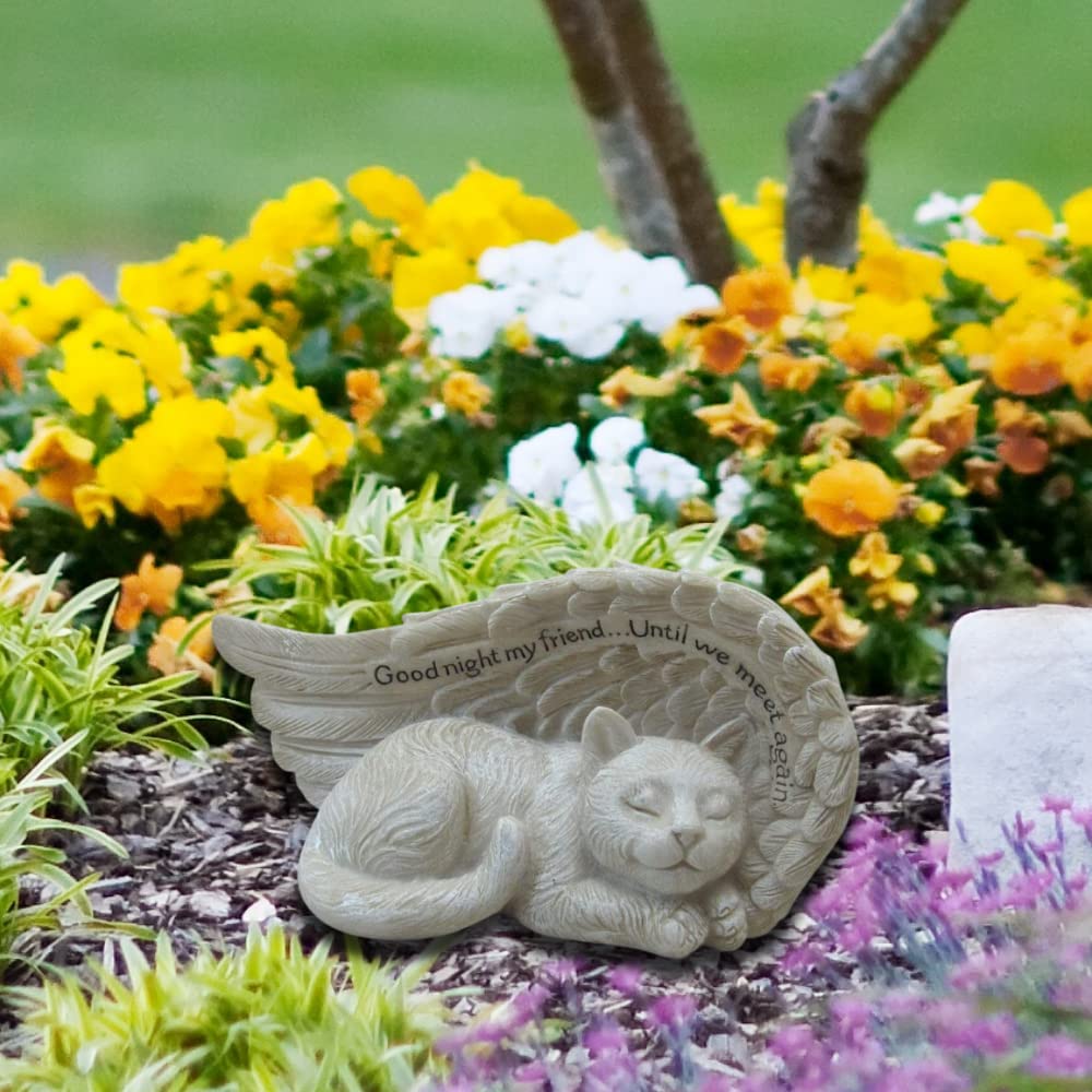 Comfy Hour Loving Memory Collection 4" Cat Peacefully Sleeping in Angel Wing Figurine Pet Statue - in Memory of My Best Friend Bereavement, Polyresin