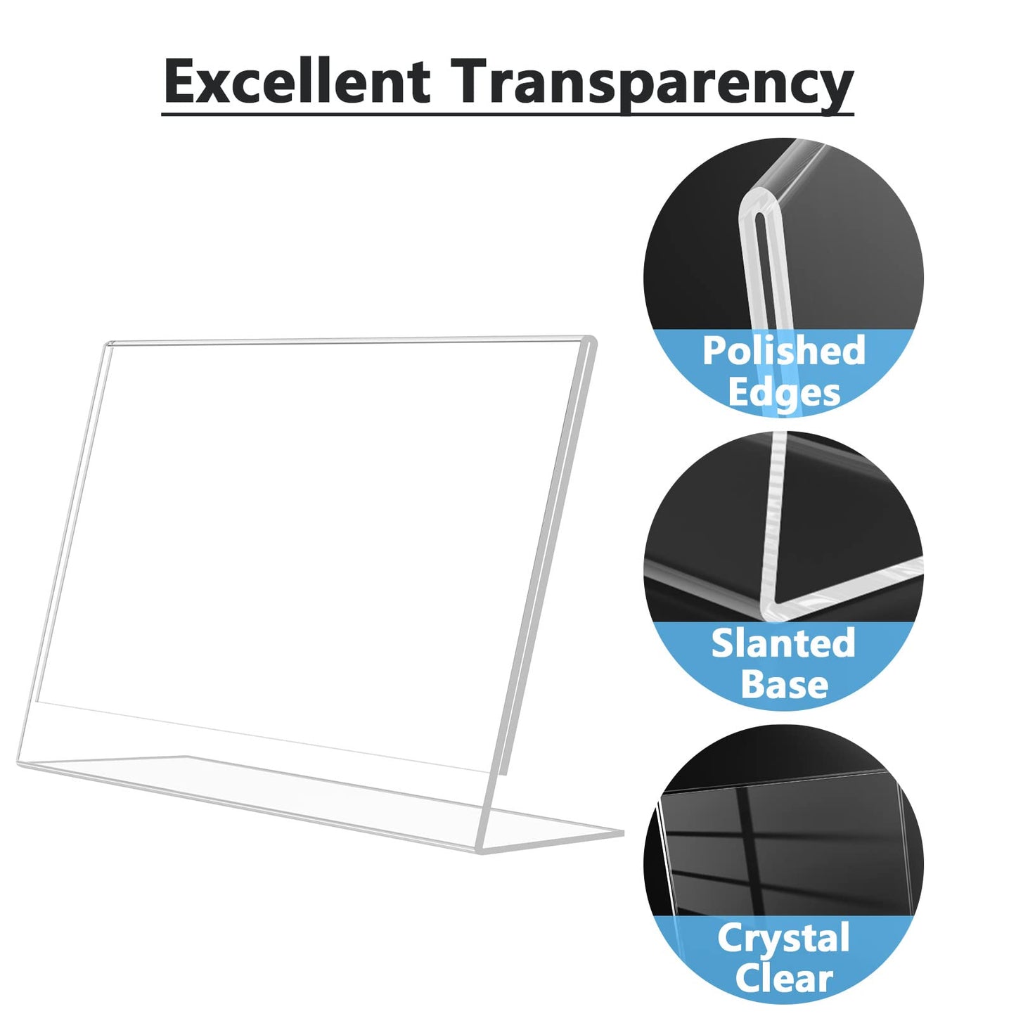 MaxGear Acrylic Sign Holder 8.5x11 Inches Horizontal 6 Pack, Slant Back Clear Flyer Menu Holder Table Top Plastic Display Stands Paper Frames for Office, Store, Restaurants, Landscape