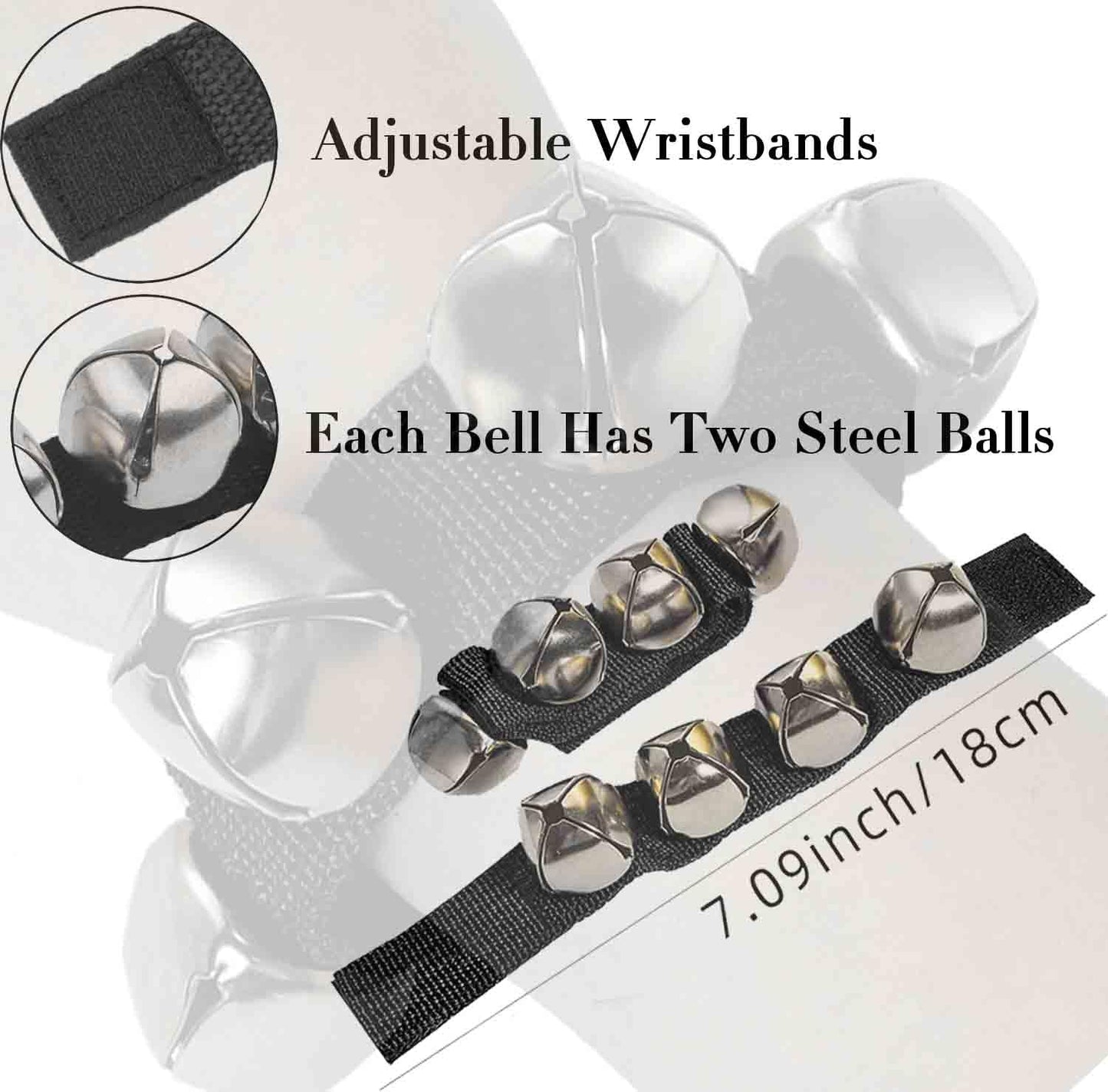8 Pcs Tambourines for Adults, Hand Held Half Moon Tambourine Foot with Bells Wood Rhythm Sticks Egg Shakers Musical Hand Percussion Instrument Set for Church KTV School Party Music Supplies