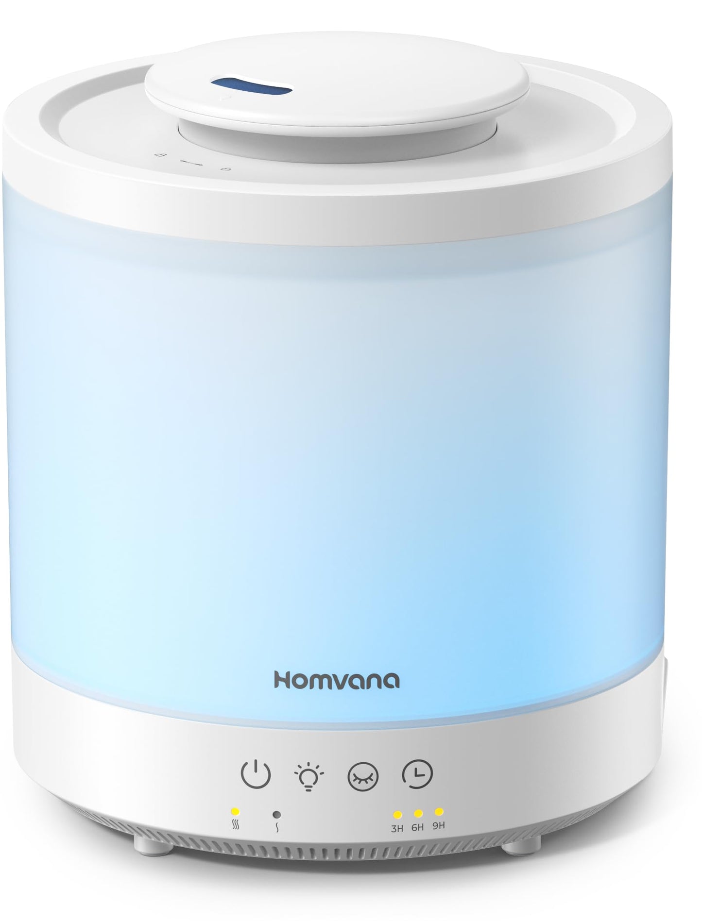 Homvana Small Humidifiers for Bedroom - 1.5L Cool Mist Top Fill Humidifier for Baby Nursery, Essential Oil Diffuser, 3 in 1 for Home Plants Offices and Grow Tents, 7 Color Lights, Ultrasonic (White)