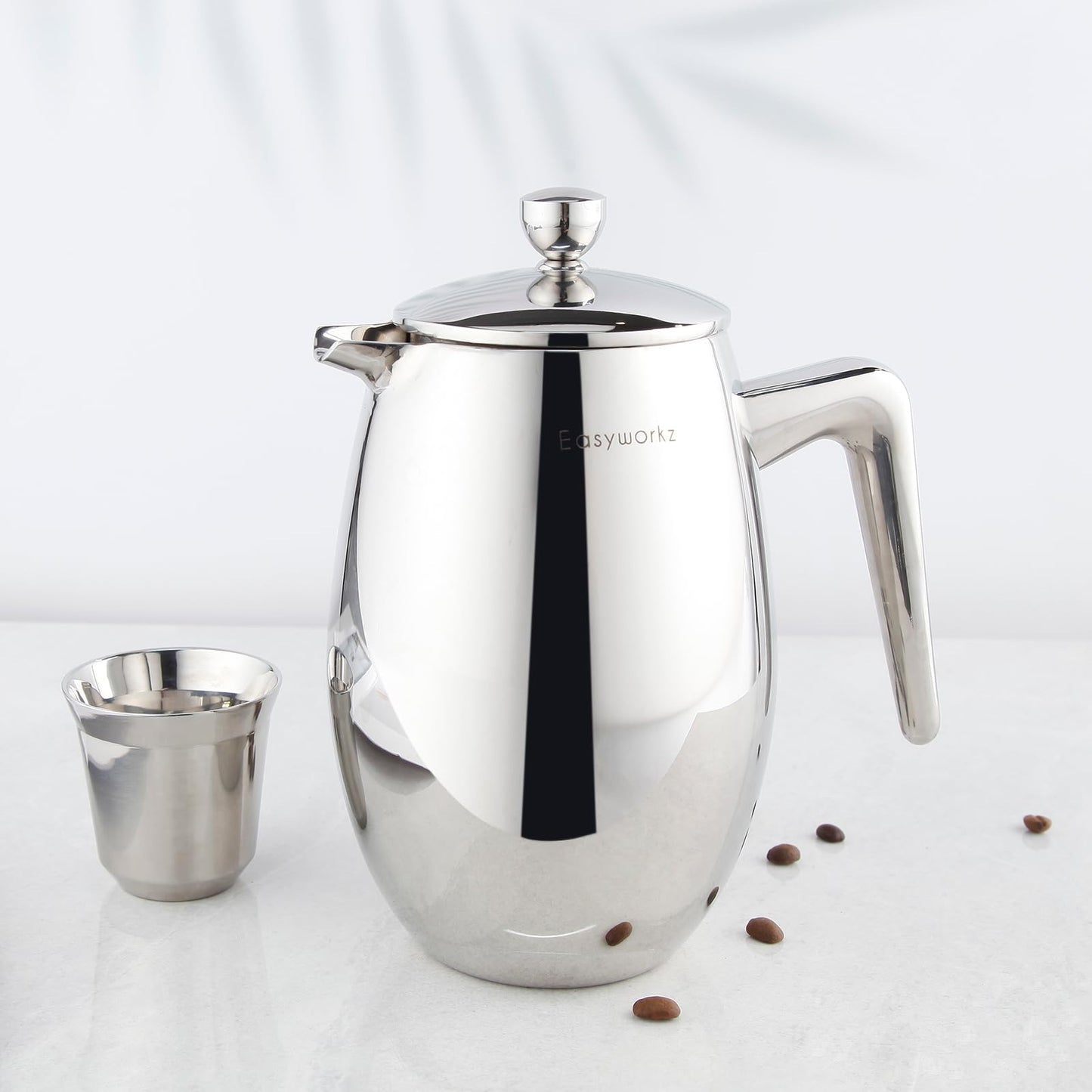 Easyworkz Nando French Press 1000ml Double Wall Insulated Thermal Coffee Maker,304 Stainless Steel Cafetiere
