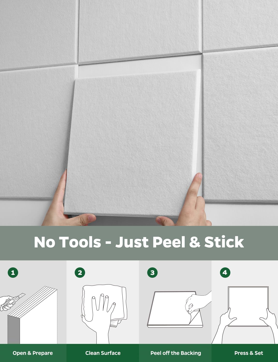 Topnaca Kids Felt Bulletin Board for Classroom School Wall Display,12 Pack White Large Corkboard Tiles Covering 36" x 48" Decorative for Office Bedroom Pin Notes Photos Organization Messages Notice