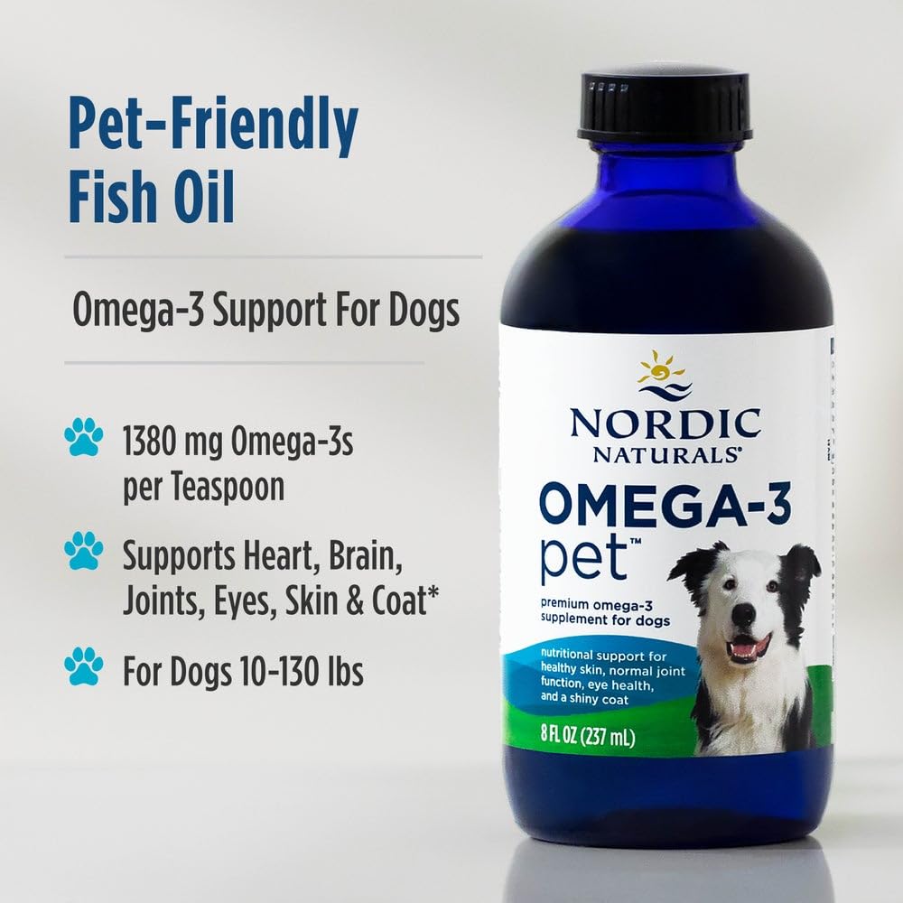 Nordic Naturals Omega 3 Pet – Fish Oil for Dogs & Cats, Supports Healthy Skin, Coat, Joints & Heart – Unflavoured, 237 ml