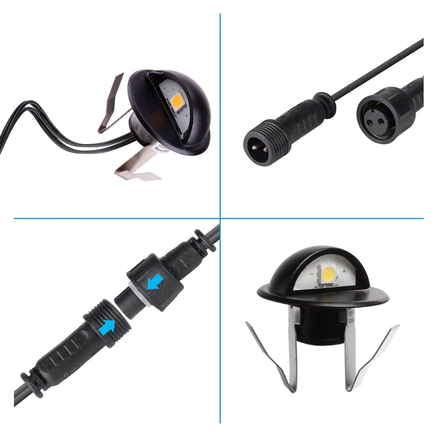 YZGWZLD LED Deck Lights with Photocell,12 Pack Black Low Voltage Φ1.38 IP67 Waterproof Stairs Light Outdoor Garden Yard Landscape Pathway Step Basement Warm White LED Lighting