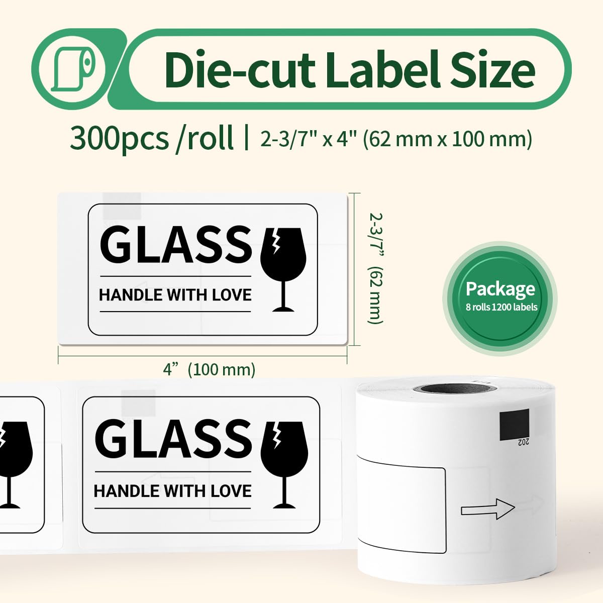 COLORWING Compatible DK-1202 Brother Labels 2.4" x 3.9" White Paper Shipping Labels DK1202, Die-Cut, Use with Brother QL-700 QL-500 QL-810W Printers, 62mm x 100mm, 8 Rolls+1 Refillable Cartridge