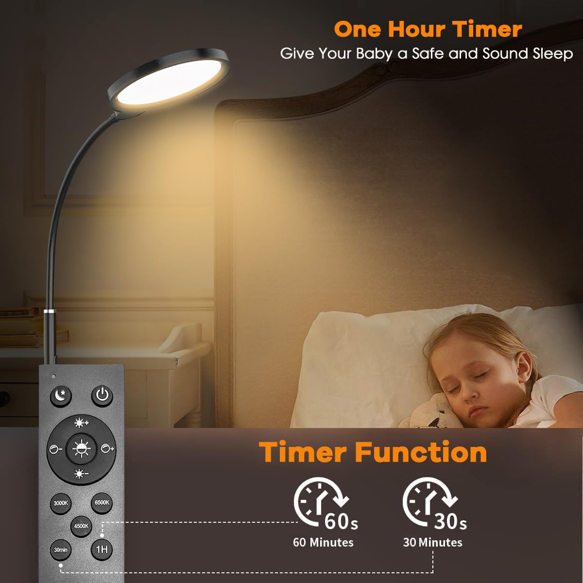 Floor Lamps - Led Floor Lamp with Remote for Stepless Dimmer & Temperatures, Eye-Caring,Adjustable Gooseneck Standing Lamp for Living Room Bedroom