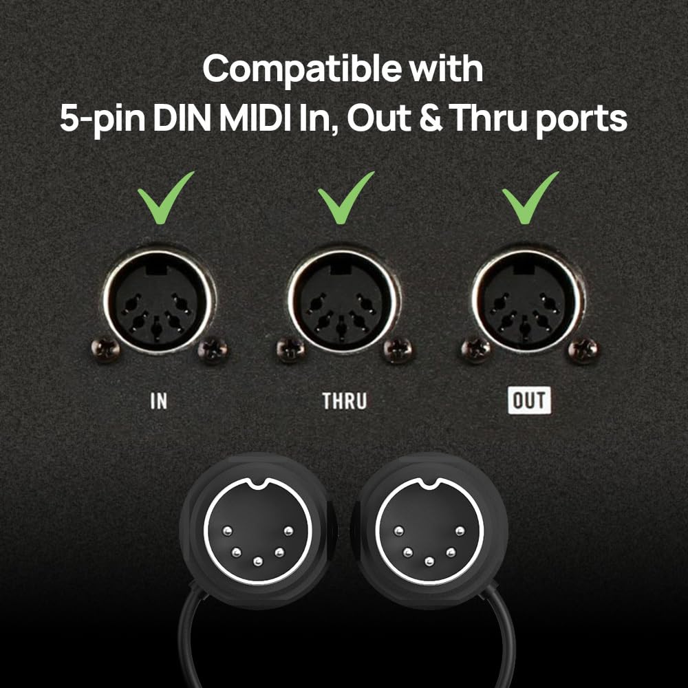 CME MIDI Cable 4-Pack - 2FT / 60cm, 5-pin DIN, Low-Profile - Mirrored 45-Degree Angled Ultra-Thin Plugs for Compact Spaces - Ideal for MIDI Interface, Pedalboard, Keyboard