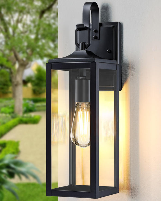 18'' Large Outdoor Wall Lights 1-Pack, Modern Black Exterior Lighting Fixtures, Waterproof Outdoor Sconces Porch Light for House Wall Mount, Farmhouse Wall Lanterns for Front Door, Garage