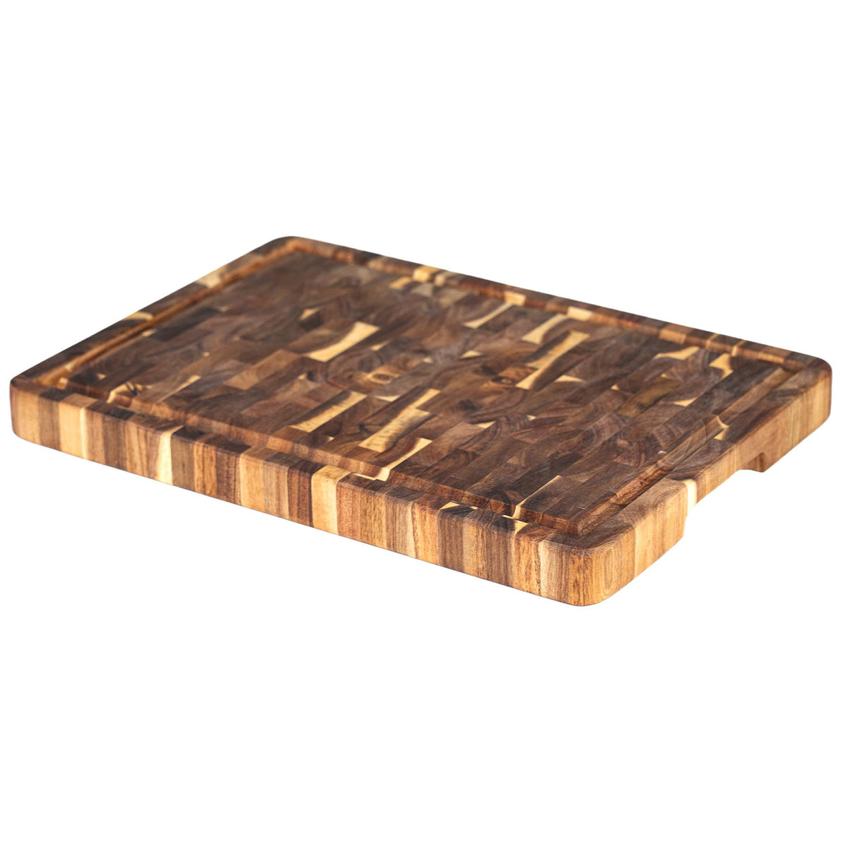 Utoplike Acacia Cutting Board 17" x 12", Wood End Grain Chopping Board with Single-Side Juice Groove and Handles, Reversible Butcher Block for Meat, Vegetables, 1.4" Th