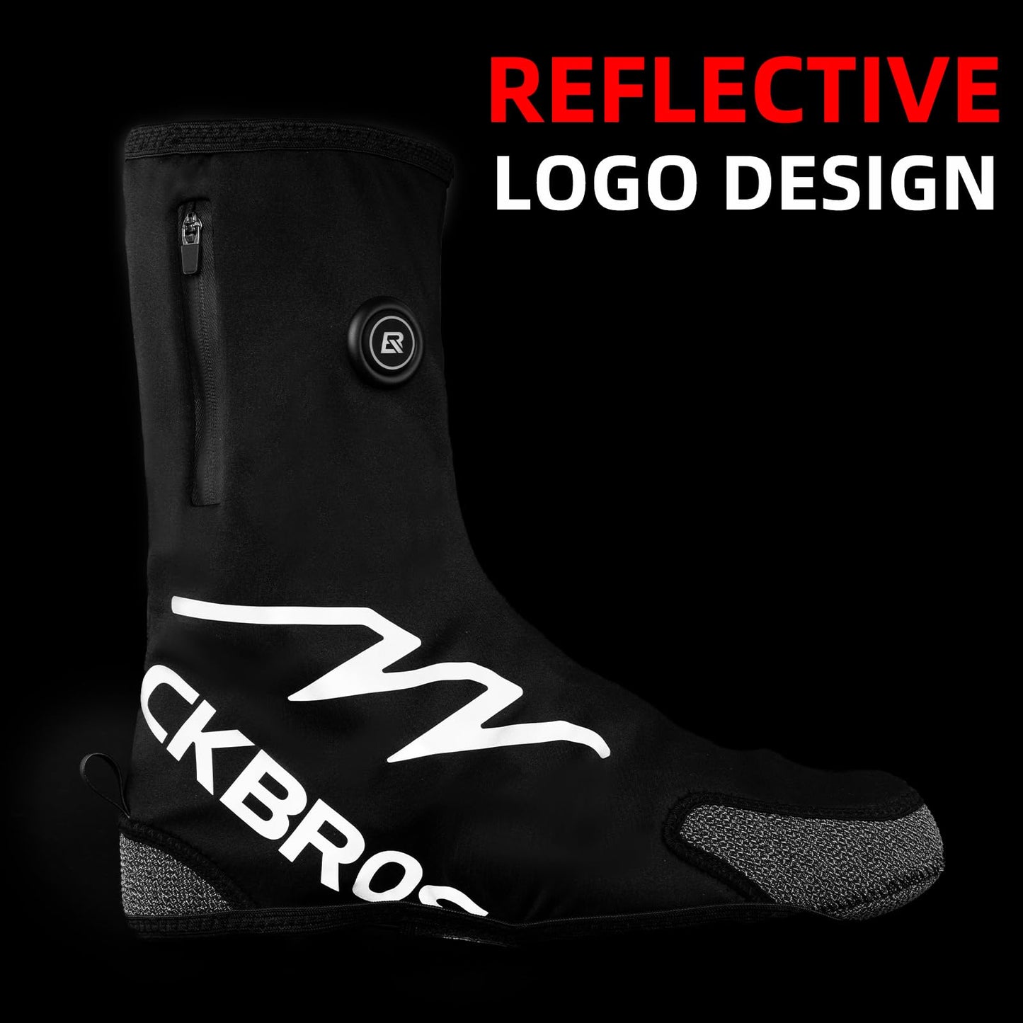 ROCKBROS Heated Cycling Shoe Covers Winter Bike Shoes Cover for Cold Weather with 5000mAh Battery Warmer Thermal Windproof Bicycle Overshoes Shoescover for Men and Women Black