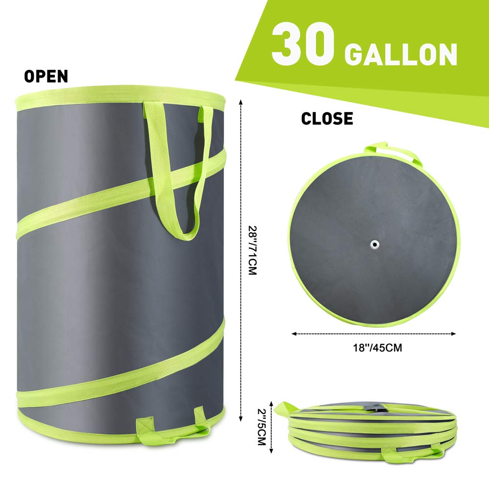 Altdorff Collapsible Trash Can Camping, Yard Waste Bags 2 Pack, Leaf Bag Resuable Pop Up, 120L Large Collapsible Garden Bag with Drain Holes and Drawstrings for Windy Days