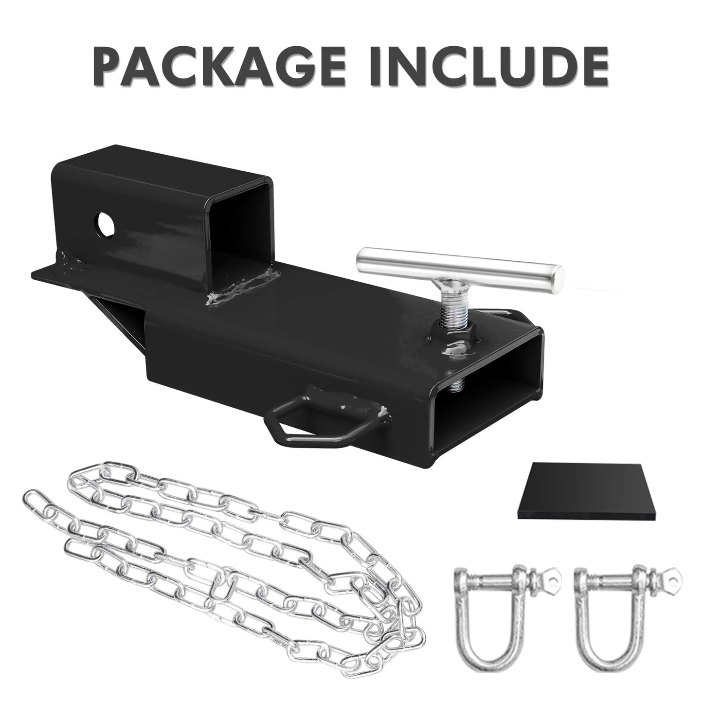 BESTZHEYU Forklift Trailer Hitch Attachment, EBESTTECH 1PC 2'' Receiver Trailer Towing Adapter with Chain Black