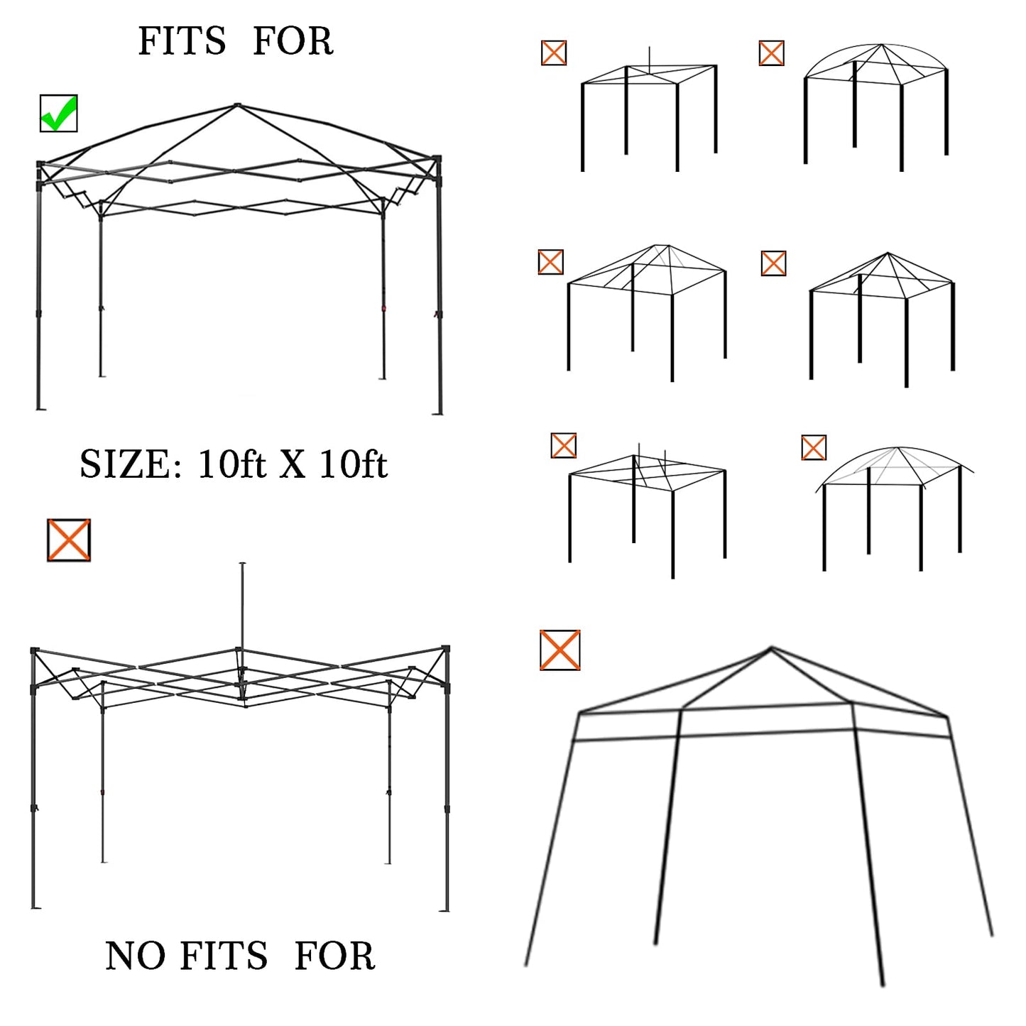 Replacement Canopy Top, 8' x 8' Pop-Up Cover for Canopy Straight Leg Tent Cover for Outdoor Garden Patio Camping Sun Shade (1pc Top Cloth Only) White