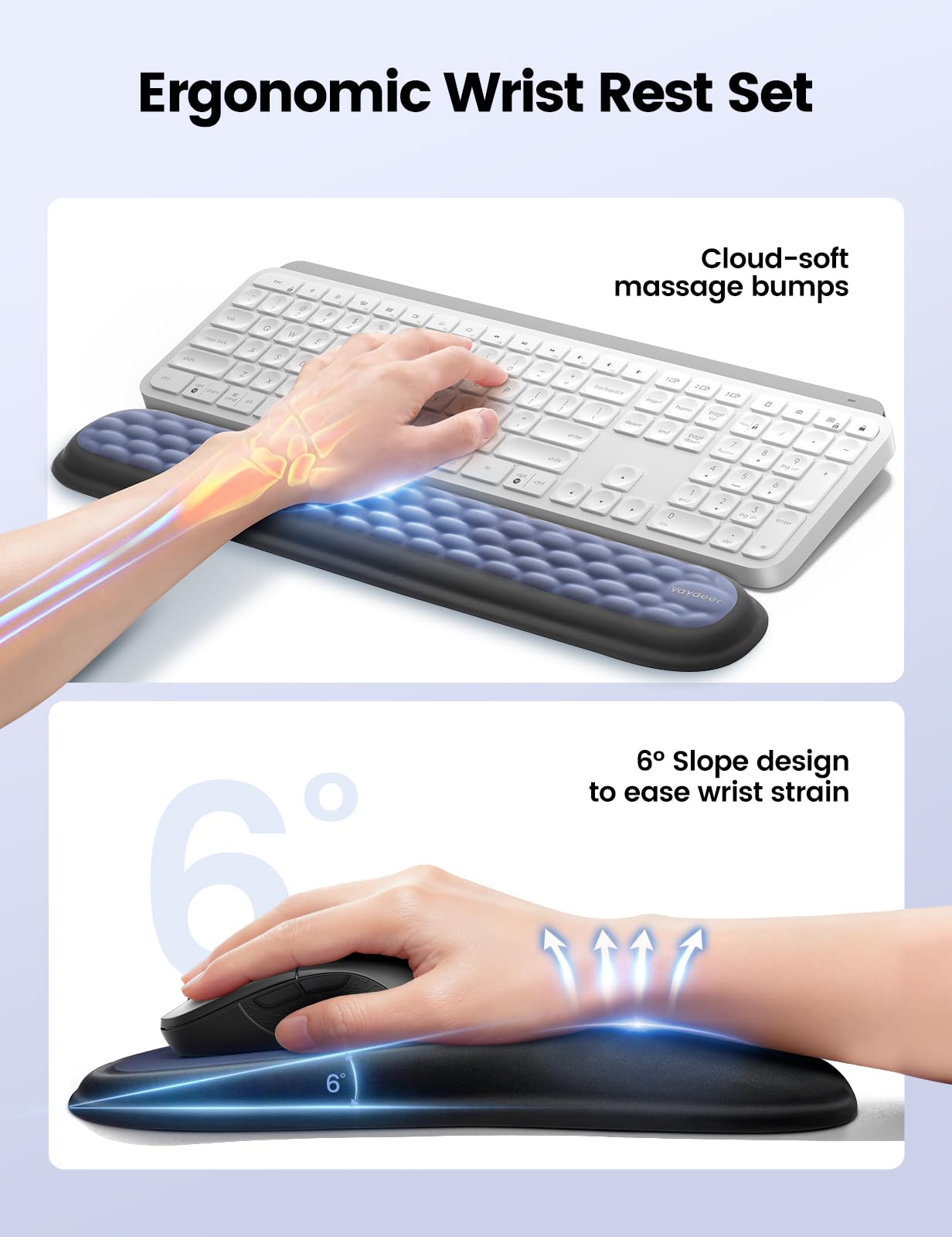 meatanty Keyboard and Mouse Wrist Rest Set, Ergonomic Wrist Pad Support, Computer Hand Palm Rest Combo, Memory Foam Typing Desk Accessory Carpal Tunnel Cushion, Laptop Office Home School Women-Pink
