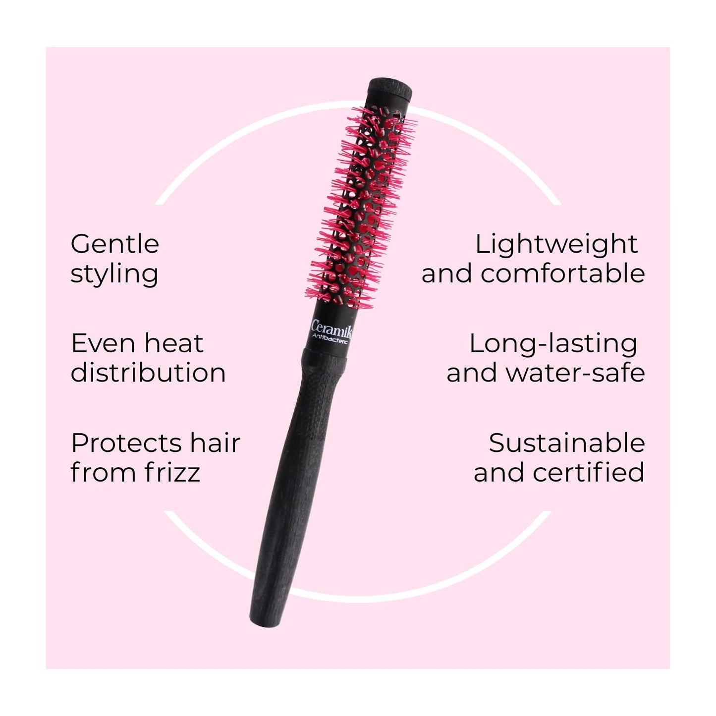 TEK - Professional Line -Roll Brush with Ceramic Oxygen Treated Tube, Short Hair - diameter 18mm