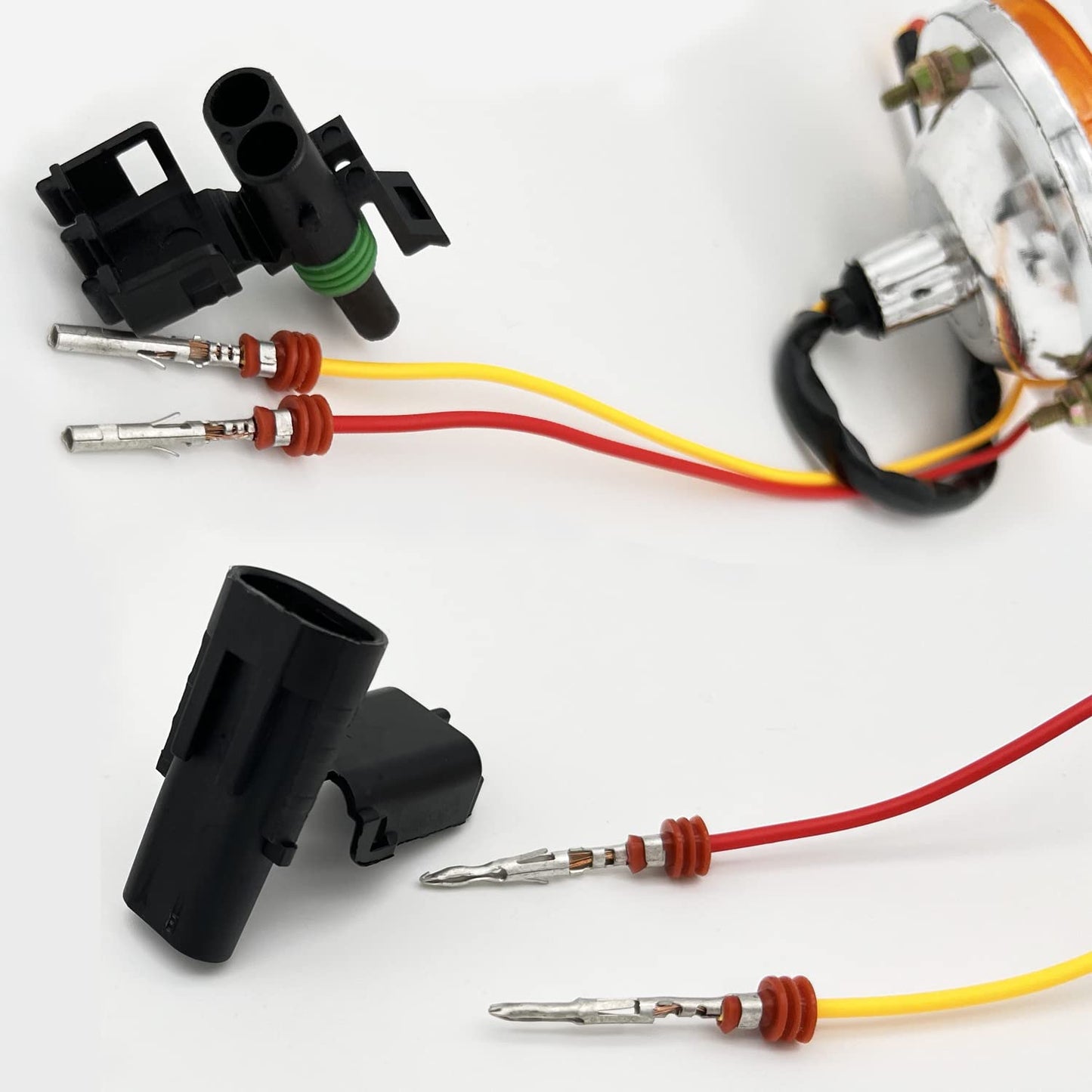 Twippo 26 Kits Weather Pack Connectors Kit Automotive Electrical Connectors Waterproof Electrical Wire Connectors Terminal Kit 1/2/3/4 Pin 18-14 AWG
