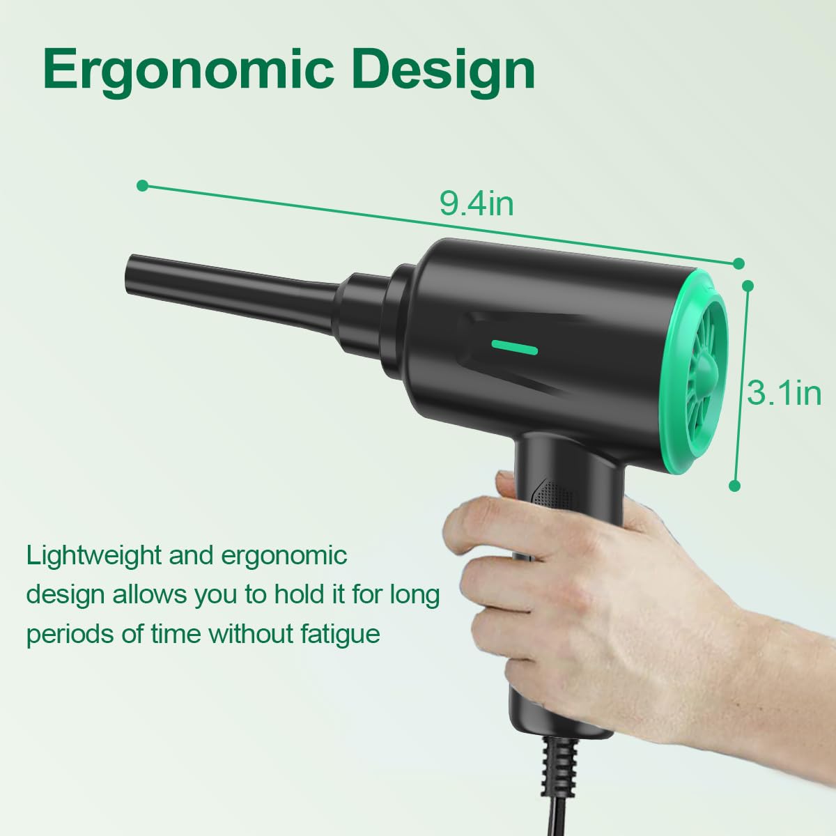 Meudeen Air Duster - Compressed Air - 5.74 oz High Power Cleaning for Computer - PC - 2 Gear Air Blower (Green)