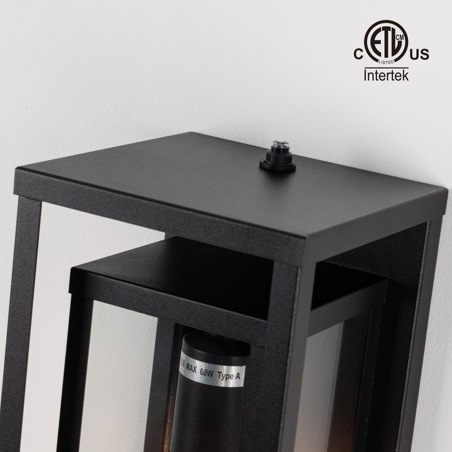 mirrea 14" Dusk to Dawn Outdoor Wall Sconce 1 Light in Matte Black Rectangular Metal Frame and Clear Glass Shade Waterproof Porch Light Patio Light