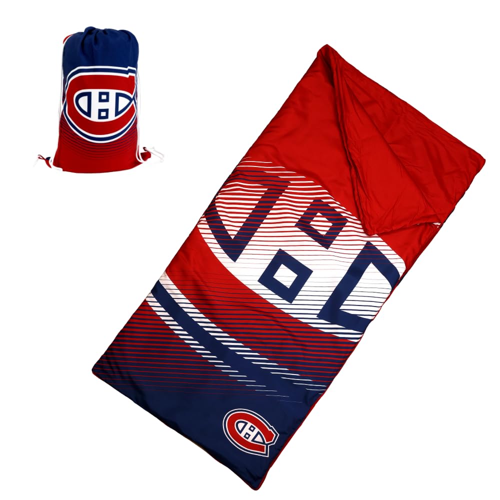 NHL Montreal Canadiens Kids Lightweight Indoor Slumber Bag/Sleeping Bag with Portable Drawstring Bag EXPRESSIONS Ultra-Soft & Cozy (Official NHL Product)