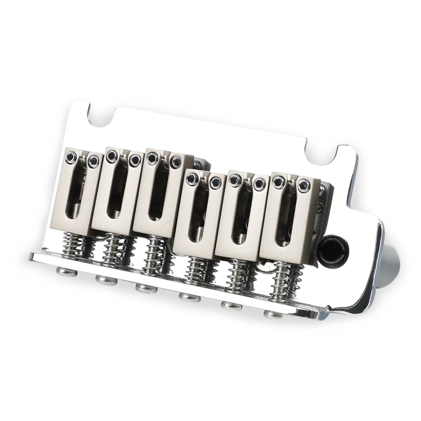 OVSAL 52.5mm Electric Guitar Bridge Chrome 2-Point Tremolo Bridge with Stainless Steel Plate and Zinc Alloy Saddles Electric Guitar Parts for 6 String Strat Stratocaster