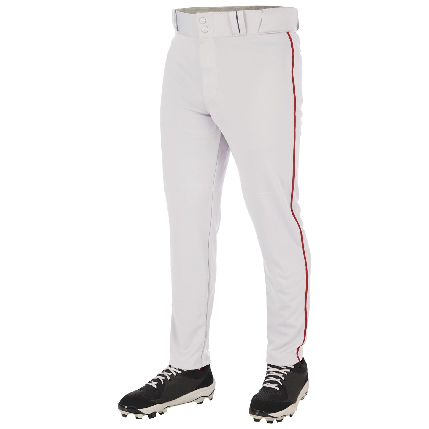 CHAMPRO Men's Triple Crown 2.0 Tapered Bottom Baseball Pants with Braid White/Scarlet