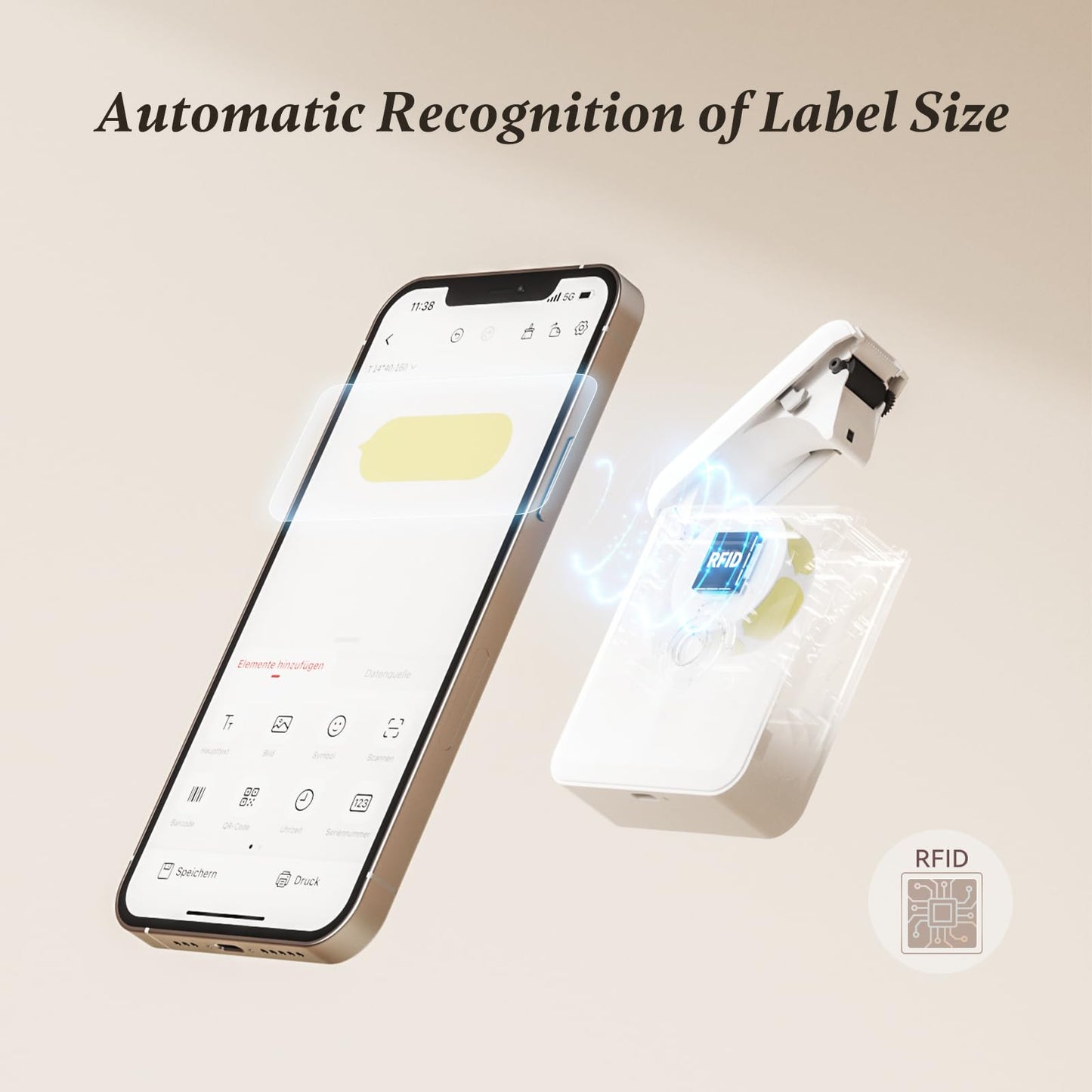 NIIMBOT D110 Label Maker Machine, Bluetooth Thermal Label Printer for School Home Office Organization, Mini Thermal Printer, Label Maker with 3 Label Tapes, White