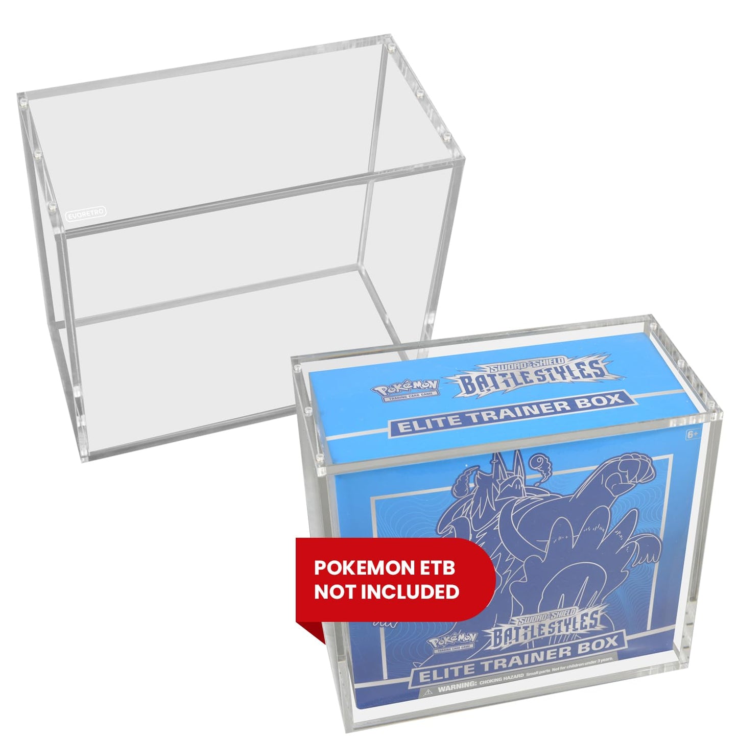 Acrylic Case for Pokémon ETB – 5mm Thick UV-Resistant Display Box with Magnetic Lid, Transparent Acrylic Protector with Logo – Fits Pokémon Elite Trainer Box – Pack of 1