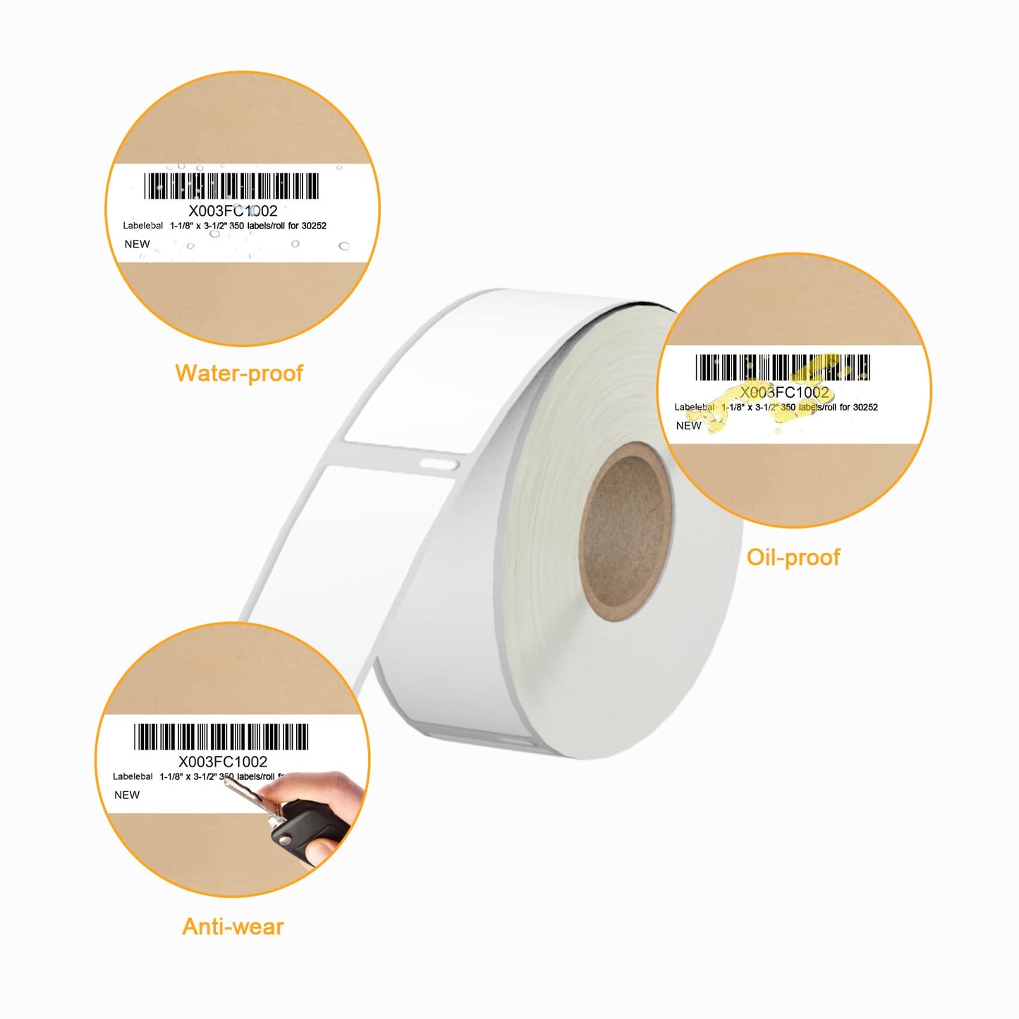8400 Pcs/3-Proof 1" Core Labelebal Compatible with DYMO 30252,1-1/8" x 3-1/2"(28mm x 89mm) Direct Thermal Labels, Shipping Replacement Labels Compatible for DYMO LabelWriter Printer (350 Labels/Roll)